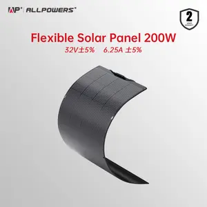 ALLPOWERS SF200 Flexible Solar Panel, 200W 32V, IP68 Waterproof, Bendable Semi-flexible Monocrystalline Solar Panel 200W, Suitable for RV Roof Cabins and Vans with Uneven Surfaces.
