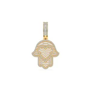 Hamsa Heart 10K Yellow Gold Diamond Pendant