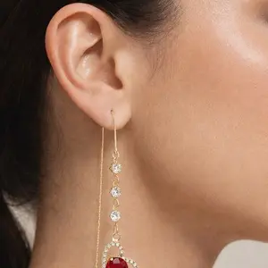 C4. Aretes largos para mujer gold plated