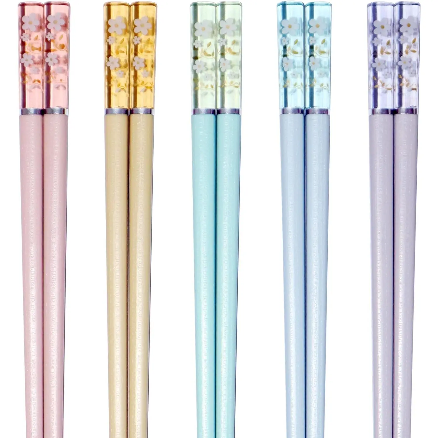 5 Pairs Chopsticks Cherry Blossom Pattern Decoration Multicolor Chopsticks  Reusable Dishwasher Safe Yellow Pink Blue Green Purple Chopsticks