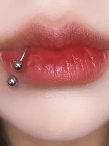 3-Piece Stainless Steel D-Shaped Lip Rings Set, Unisex Casual Piercing Jewelry, All-Seasons Accessory, Plain Design, Body Piercings Set