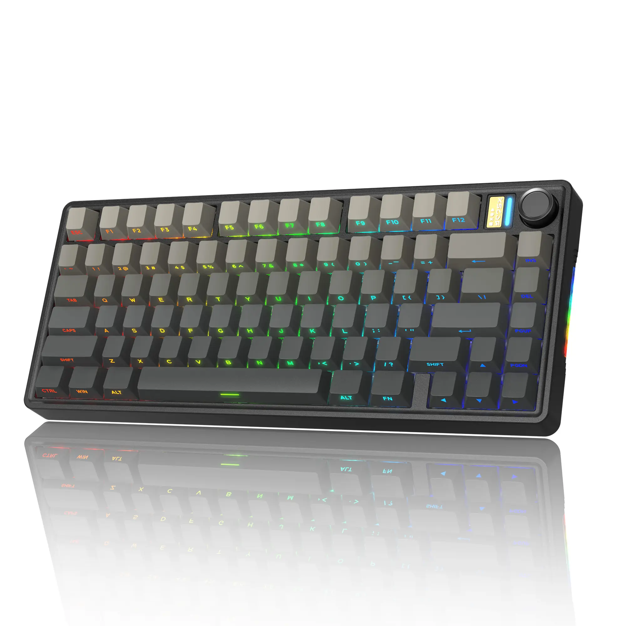7KEYS BJ75 Wireless Mechanical Keyboard, 75% Gasket-Mount Gaming Keyboard with Volume Knob, Tri-Mode Connection (Bluetooth 5.0 / 2.4G / USB-C), Hot-Swappable Switches, RGB Backlight & Side Lighting, for PC/Mac/Linux