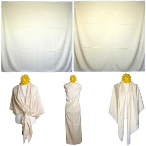 NWT Double Sided Silk Scarf 53″x53″ Large Square Shawl Wrap XiangYunSha Cream White 22031