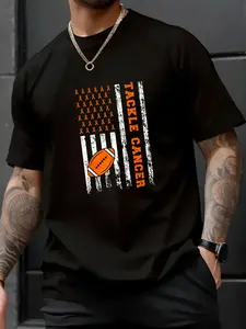 100% Cotton Unisex Tackle Football Orange Ribbon Leukemia Cancer Awareness Kid T-Shirt – Trendy Summer Tee, Casual Streetwear, Gift for Him & Her