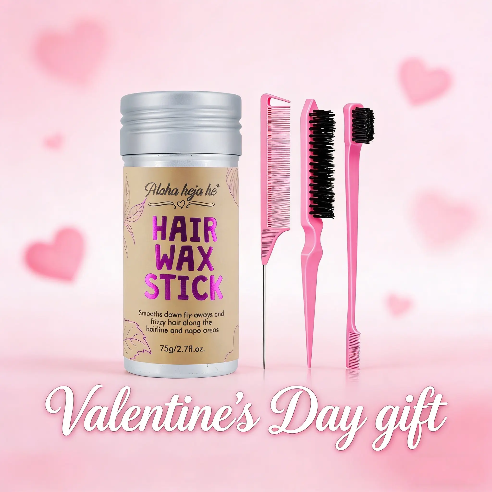 Wax Hair Stick for Flyaway Control & Styling Paste, Frizz Free Styling, Polished Look, Haircare Valentine Gift for Women & Men, Smooth Ponytail & Bun Maker, Hair Styling Accessories Set, Sleek Wax Stick