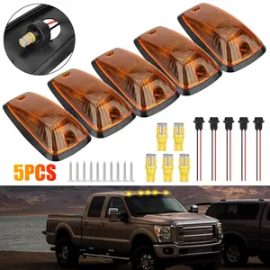 5pcs LED Cab Marker Roof Light Amber Cover For 1988-2002 Chevy/GMC Pickup Trucks