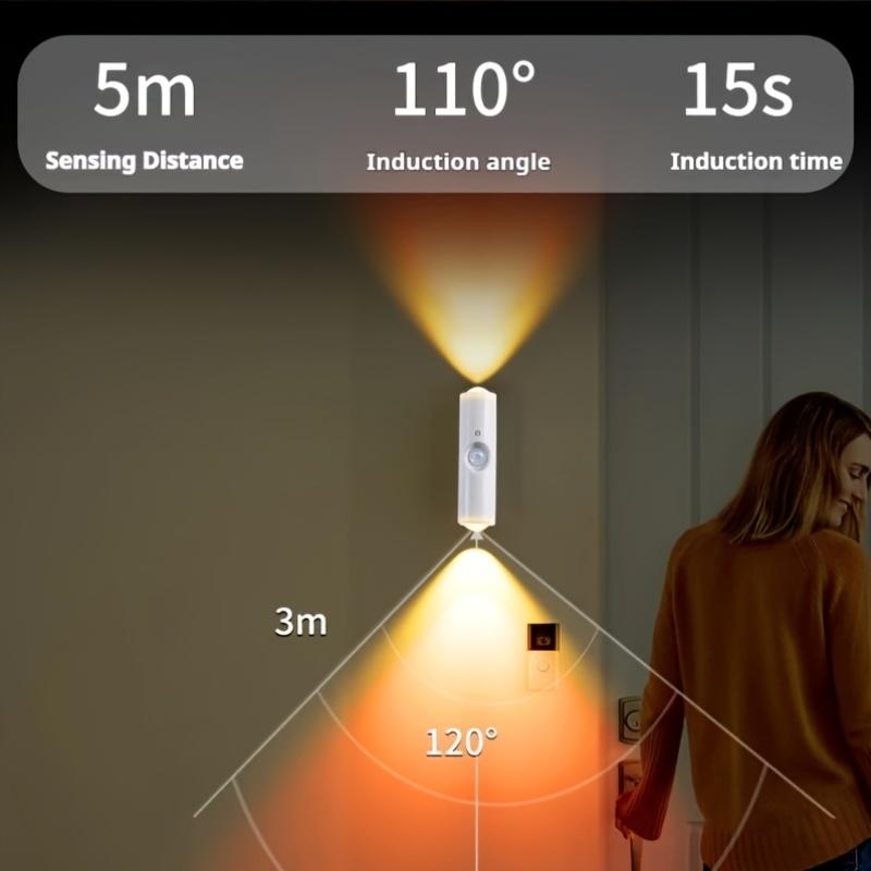 3/4 Pack Smart LED Night Light with Motion Sensor USB Rechargeable 7 Ambient Colors RGB Color Changing Cabinet Decor for Bedroom Bathroom Stairs,gift Dimmable