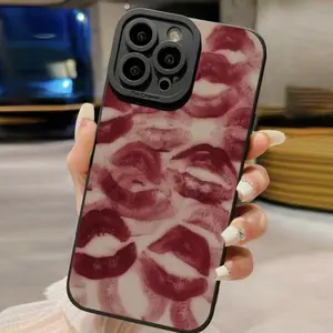 Lip Print Pattern Phone Case, Soft TPU Cellphone Protective Cases, Total Protective Shockproof Mobile Phone Cover for iPhone 15 14 13 12 11 Pro Max