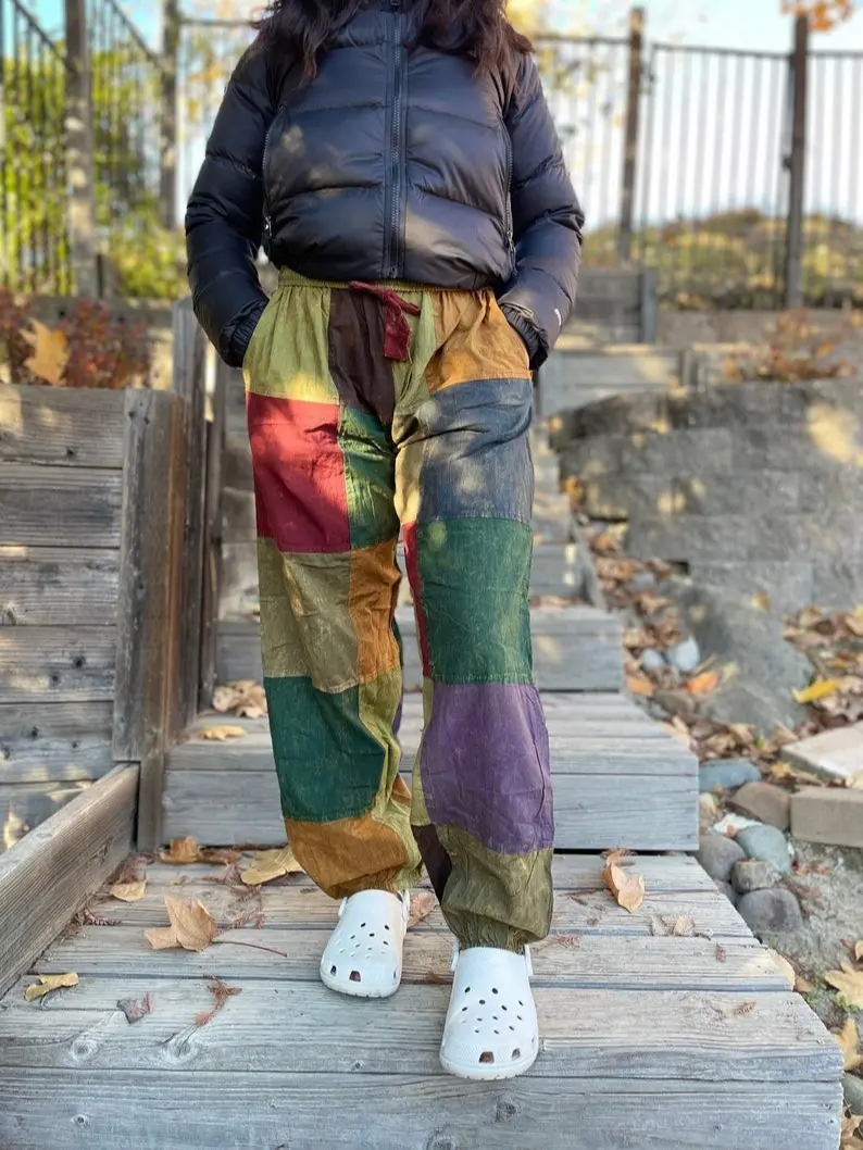Patchwork Hippie Pants, Unisex Colorful Boho Pants, Festival Pants, Patchwork Cargo Pants, Bohemian Harem Pants, Hippie Clothing