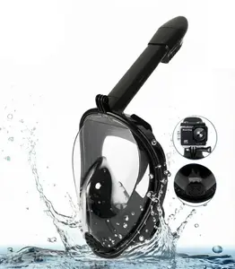 Full Face Diving Mask, Full Face Snorkel Mask for Adults, Anti-Leak Diving Mask with Camera Bracket for Beach Vacation & Swimming, Water Sports Equipment, Foldable Design