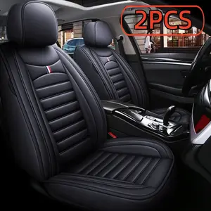 Nappa Leather Car Seat Covers 2PCS Premium Quality Black Leather Seat Protectors for Cars