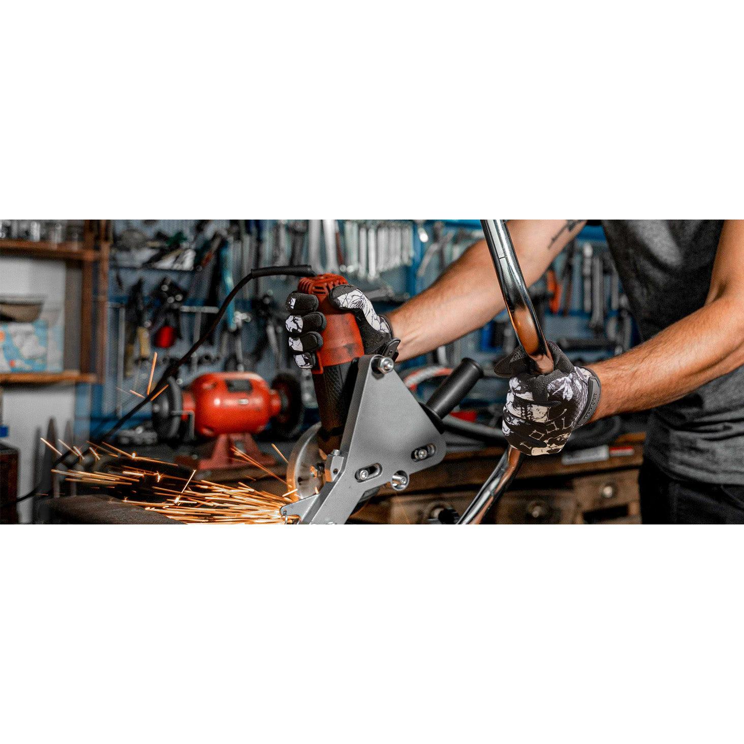 COOLJOB Mechanic Safety Work Gloves, Enhanced Anti-Slip Grip Tactical Gloves, Touchscreen (Skull)