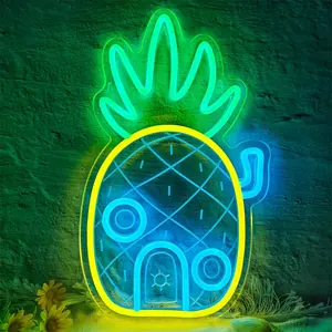1 PC Wall-Mounted Pineapple House Acrylic Carved Neon Light | Home Lighting, Home Decoration Lamp, USB Powered Dimmable, Perfect for Gaming Room, Parties, Home Bar, Birthday Gifts, Halloween, Christmas, etc.