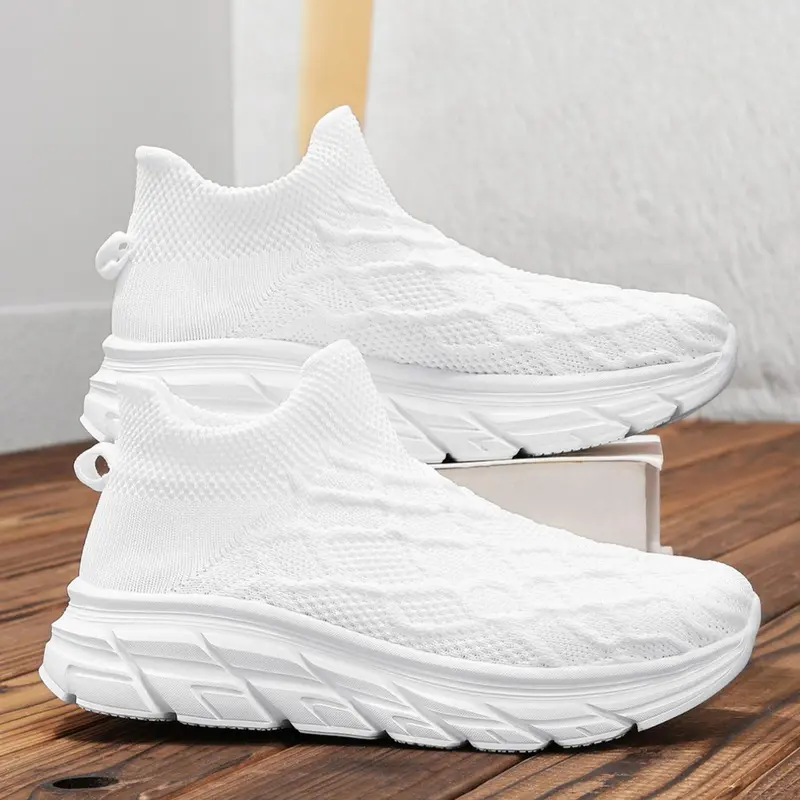 Men's Fashionable Breathable Mesh Sneakers, Casual Comfortable Sports Knitted Running Shoes, Male All-match Round Toe Shoes for Daily Wear, Cushion Running Sneakers, Cushioned Running Shoes
