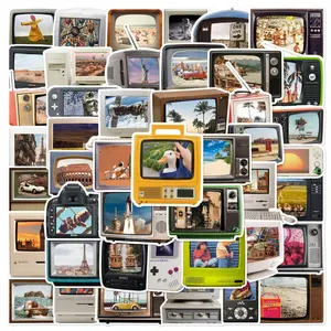 Vintage TV Computer Pattern Sticker, Retro TV Computer Sticker, Decorative Sticker for Scrapbook, Journal, Laptop, Water Bottle, Car, Sticker for Cars