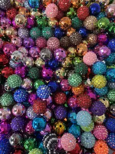 Rhinestones,UVS and Shiny Acrylics 20mm beads mix qty 10