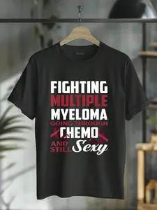 100% Cotton Fighting Multiple Myeloma Chemo Multiple Myeloma Awareness T-Shirt Casual Short Sleeve Shirt
