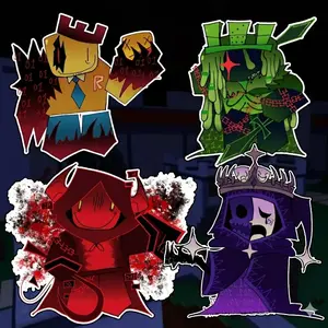 Roblox Forsaken keychain featuring legendary killer and hacker characters: 1x1x1x1, John Doe, C00lkidd, and Noli