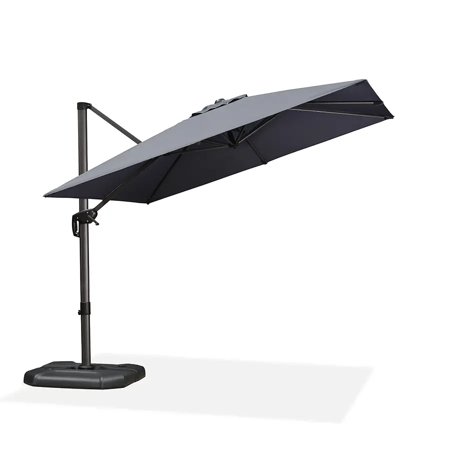 PURPLE LEAF Square Offset Patio Umbrella - Aluminum Frame, 360-Degree Rotation, Adjustable Tilt Canopy, Simple Sturdy UV Protection Cantilever Parasol for Garden, Deck Outdoor Shade