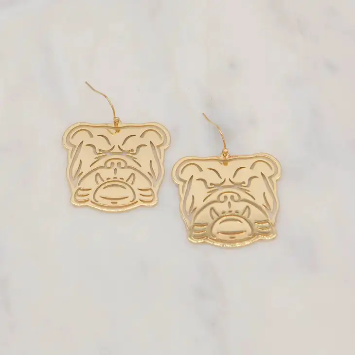 Bulldog Face Earrings
