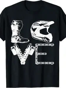 100% Cotton Men's Dirt Bike Motocross MX Enduro T-Shirt - 100% Cotton Sleeve & Round Neck Biker with MX Bike Decals - Casual Motorcycle Riding Apparel Gift for MX Fans