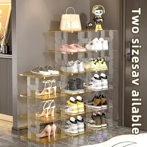 4 Layer/6 Layer Transparent Shoe Rack, Clear Shoe Storage, Thick Material, Space-Saving, Stackable, Easy Assembly, Ideal for Entryway, Bedroom, Bathroom