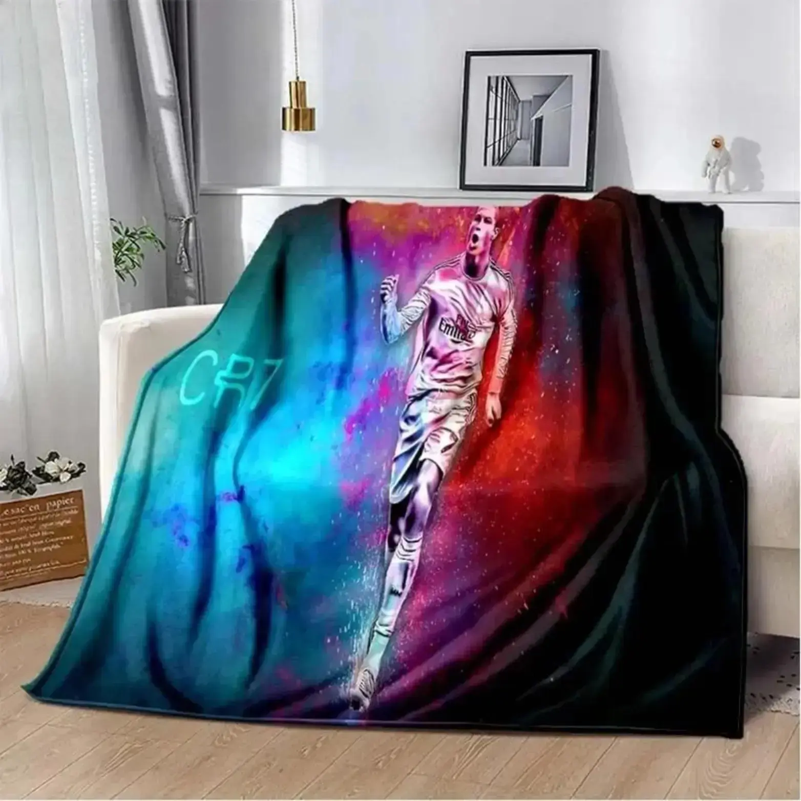 Soft Comfortable Funny Throw Blanket Print Football Star Cr7 Plush Blanket,Flannel Blanket For Living Room Bedroom Bed Sofa Picnic Cover C-Ristiano Ronaldo Blankets summerwins