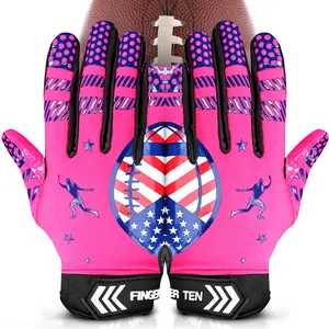 FINGER TEN Football Receiver Gloves Youth Receiving Gloves Pro 3.0 Durable Breathable Flexible for Kids Boys Girls in Blue Small Medium Large