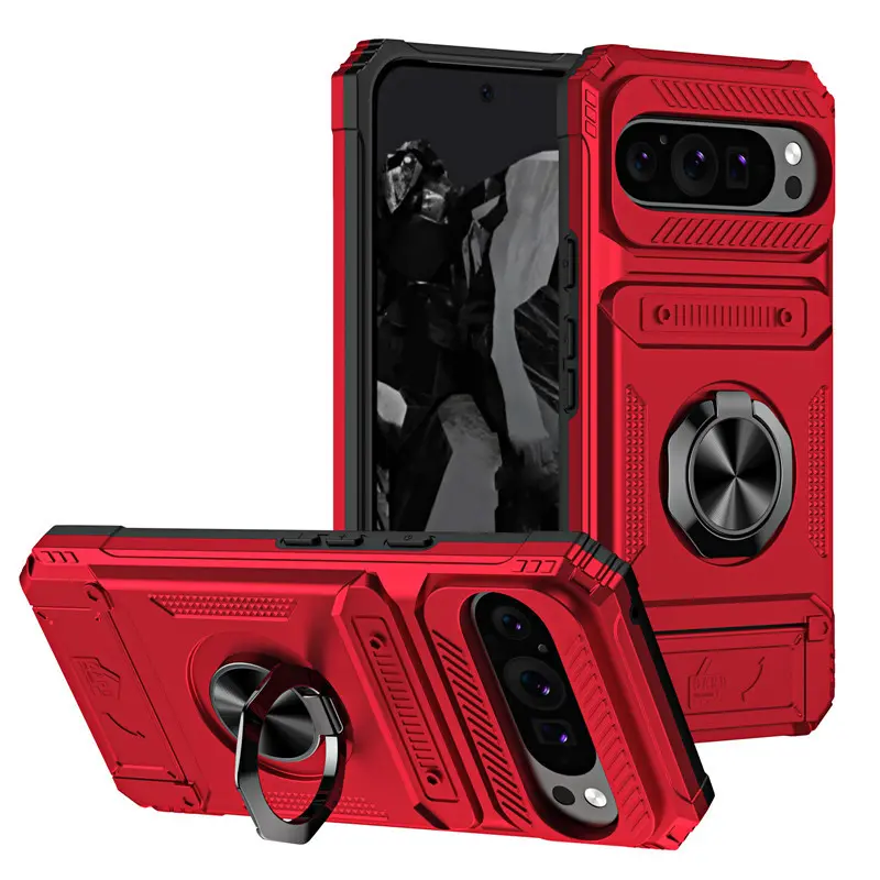 Heavy-Duty Military Armor Protective Phone Case, Adjustable Metal Ring Holder Supporting Magnetic Car Mounting, Anti-Impact Slip-Resistant Reinforced Lens Frame, Durable Functional Tech Gear for Road Trippers, Site Workers & Rough Daily Usage Users