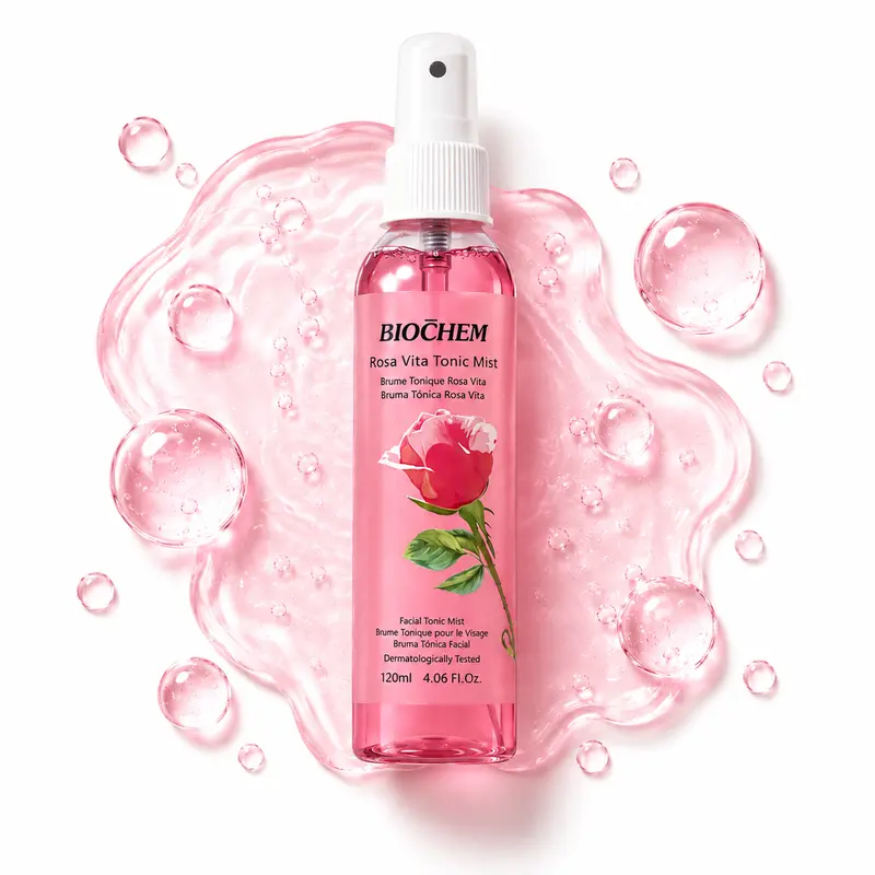 BIOCHEM Rosa Vita Tonic Facial Mist | Rose Hydrating Toner with Vitamins B & E | Refreshing Face Mist for Dry Skin, Skincare Prep & Smoothing | All Skin Types | 4.06 fl oz