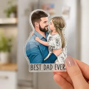 Personalized Portrait From Photo Dad And Kids Magnet, Custom Dad Photo Magnet, Fathers Day Gift idea For Dad, Gift For Husband, New Dad Gift