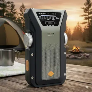 Multi-Purpose Emergency Radio NOAA AM FM Weather Alert 4000mAh Power Bank Hand Crank Solar Type-C Fast Charge High-Brightness LED Flashlight SOS Signal for Outdoor Travel Emergency Survival Kit