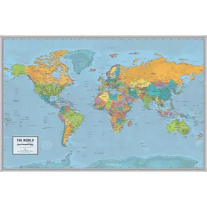 Laminated World  Map Poster | Bright Style Map | Includes The  Legible Location Labels | 36" x 24" | Shipped Rolled in a Tube, Not Folded |  for The  or Classroom