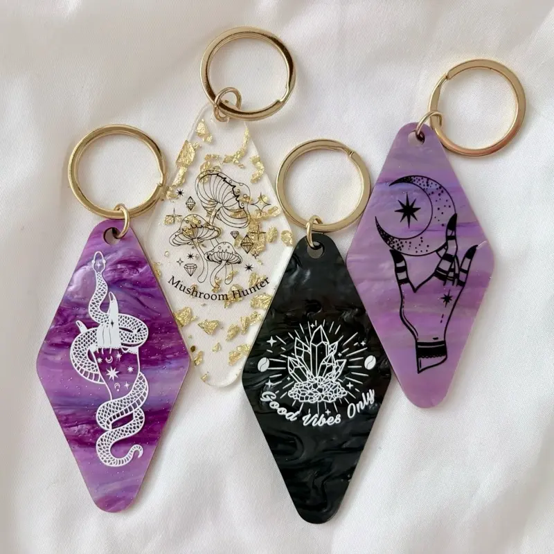 Vintage Keychain Retro Style Motel Hotel Key Ring - Route 66