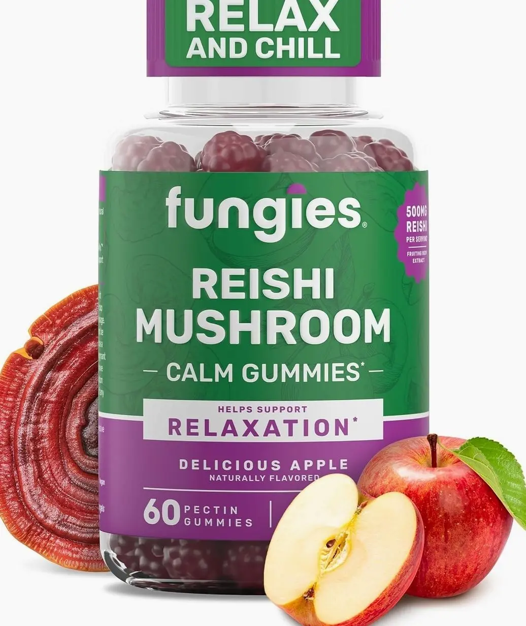 Fungies Reishi Mushroom Gummies, Delicious Apple Flavor - Mushroom Herbal Supplement Gummy for Adults Supports Immune Health, Relaxation & Healthy Aging - Calming Gummies for Sleep - 60 Servings