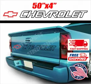Chevrolet Tailgate outline Vinyl Decal – Black & Red  Truck Sticker for Pickup Trucks | Waterproof Outdoor Graphic