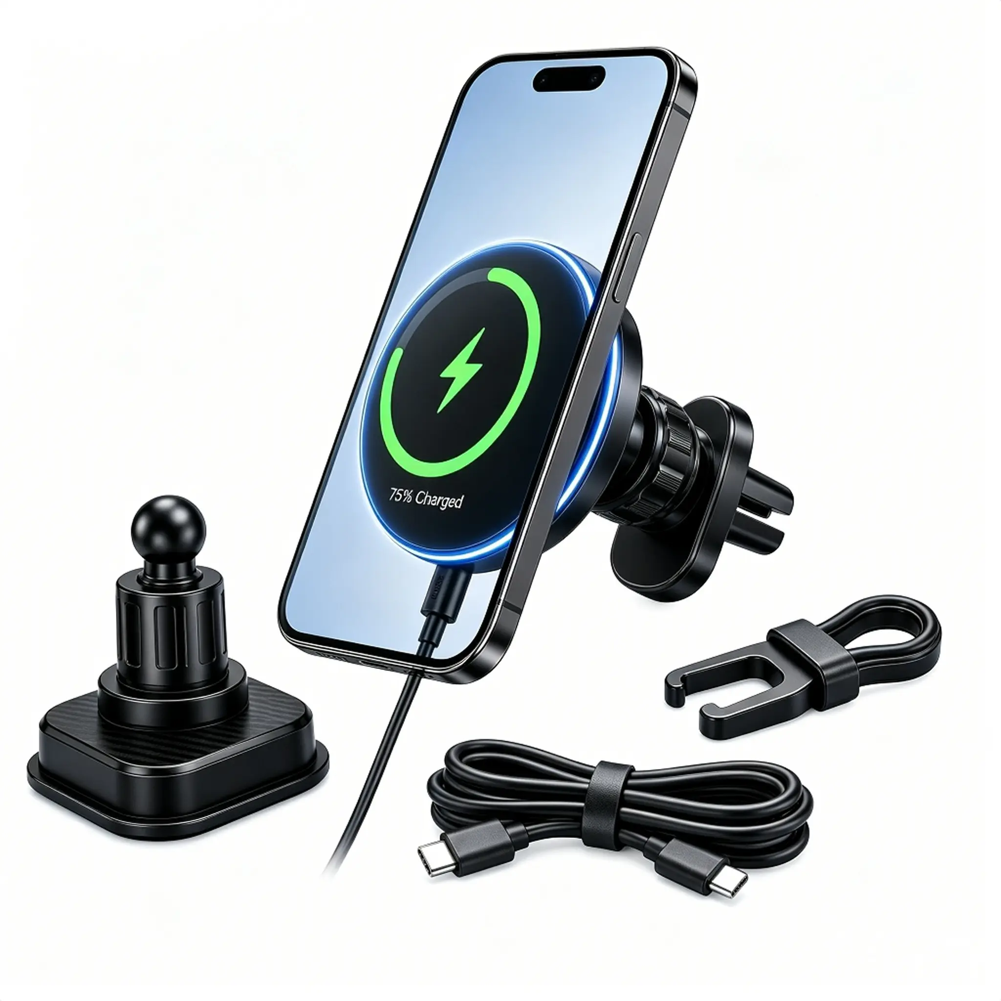Mag-Safe Car Mount Charger, Magnetic Phone Holder for Your Car Charger Dash Windshield Vent Magnetic Wireless Car Charger Mount for iPhone  16 15 14 13 12