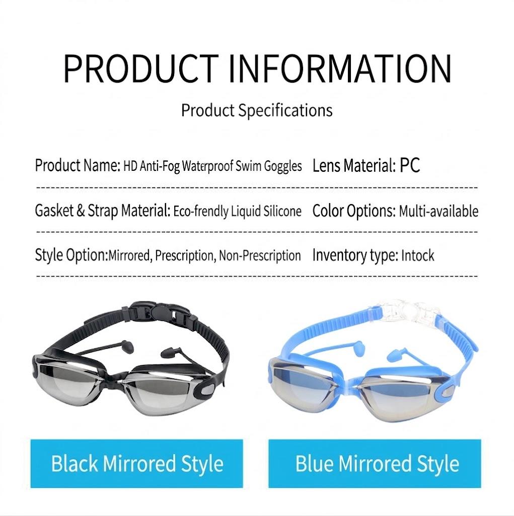 Anti-Fog UV Swim Goggles | Electroplated Mirror Lens, Adjustable Strap, Silicone Comfort Fit