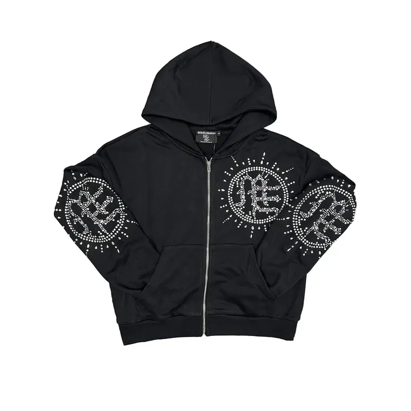 black rhinestone sp5der hoodie - TikTok Shop