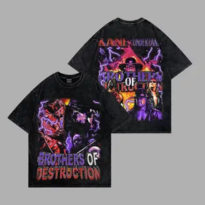 Kane The Big Red Machine Vs The Undertaker Premium Acid Washed 100% Cotton T-Shirt, WWE Legend Graphic Tee, The Ministry of Darkness Fans, Brothers of Destruction Wrestling Shirt, Vintage Attitude Era Fan Merch, Classic 2000s Wrestling Legend Apparel