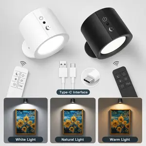 Rechargeable LED Wall Mounted Sconces, 3 Color Temperatures & 3 Brightness Levels, Touch Control, 360° Rotatable Magnetic Ball, Reading Lamps for Bedroom Bedside Study Touch switch kitchen light