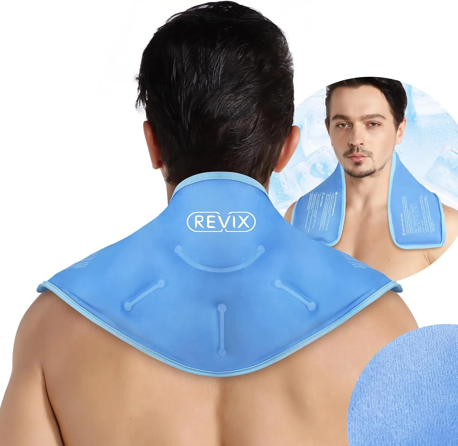 REVIX Multipurpose Soft Extra Large Contoured Cold Pack, Reusable Cooling Neck Wrap with Double Sides, Freeze/Microwave for Shoulder, Back, Cooling Pads, Contoured Shape, Gel Filling