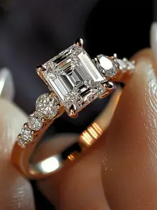 1 PC Glamorous Cubic Zirconia Ring For Women Wedding Engagement Valentine's Day Party Gift, Statement Ring