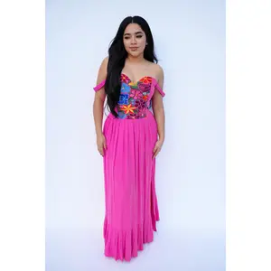 Esmeralda Pink Strapless Dress for Women - Casual Summer Style with Colorful Design and Comfortable Fit