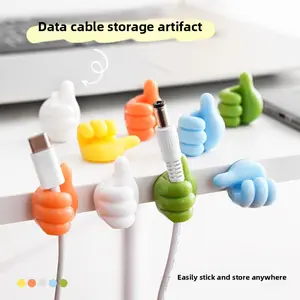 Thumb-shaped hook hub, creative and cute data cable organizer, non-marking, no-drill adhesive hook