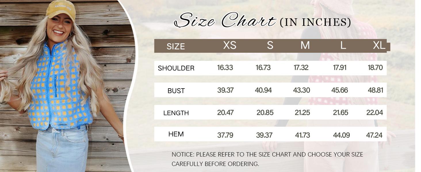 Kingapril Women's Checkered Sherpa Vest Sleeveless Fleece Jacket High Neck Zip Up Plaid Gilet with Chest Pocket Casual Autumn Fall Layering Tops Womenswear Spring