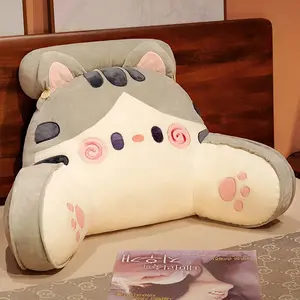 Bed Rest Reading Pillow - Kawaii Soft  Pillows Rest Cushion with Washable Cover, Bedrest Pillow with Arms for Sitting in Bed, Relaxing, Watching TV, Gaming,  - Grey ,Small