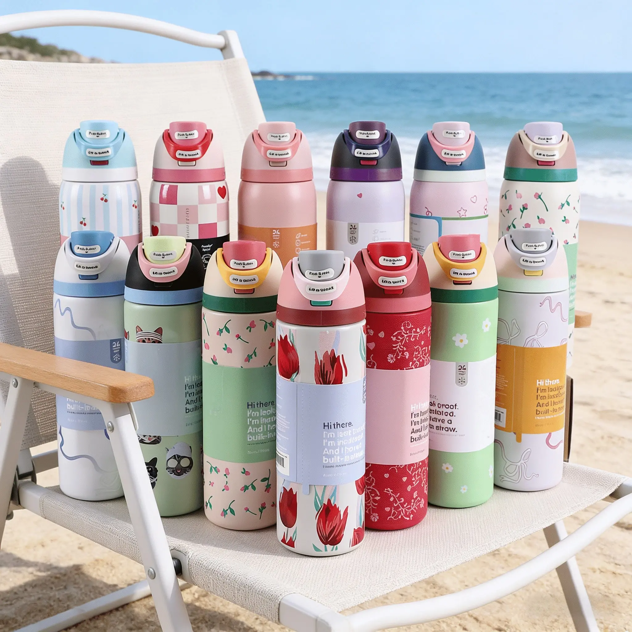 BFCxOwala Stainless Steel Water Bottle With Straw Portable Flip Top Insulated Keeps Hot Cold Drinks For Travel School