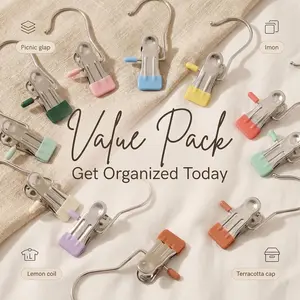 [Copy of] [Copy of] [Copy of] 30-Pack Multicolor Boot Hanger Clips, Heavy-Duty Closet Organizer Hooks for Home & Travel, Black