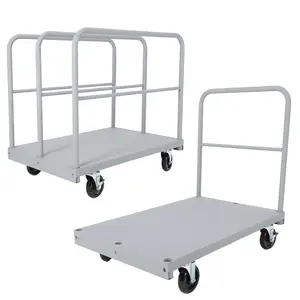 2-in-1 Heavy Duty Steel Panel Truck Cart – 36x24 Flatbed Platform, 2200 lb Capacity, Industrial Grade Material Handling, 2 Removable Side Handrails, 360° Swivel Wheels for Warehouse and Drywall